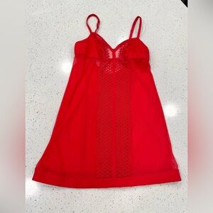 La Perla Red Lace-Panel Slip Lingerie Chemise size Medium EUC
